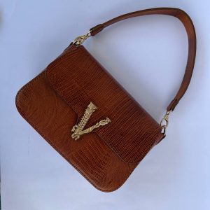 کیف دستی زنانه لیزارد عسلی تیره